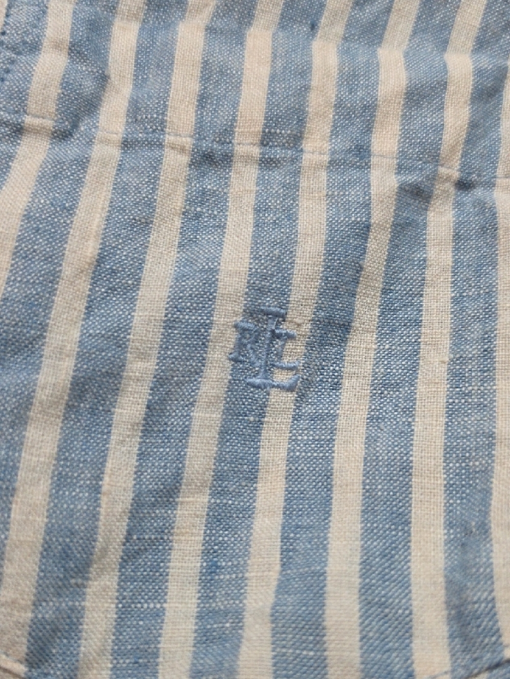 RALPH LAUREN | Blue White Stripe Logo Pocket Roll Tab Maxi Shirt Dress | 6 - Picture 6 of 12